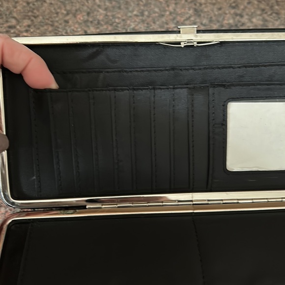 TWO wallets #1 Kate Spade black & cream polka dot & #1 med orange (ostrich look) - Picture 11 of 11